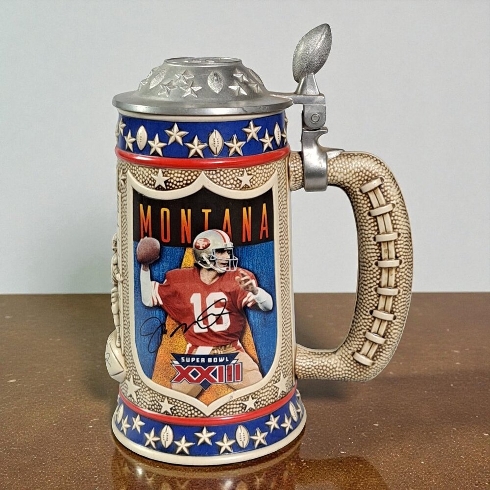 Joe Montana 49ers Super Bowl XXIII Beer Stein Tankard "The Comeback Kid" 1996